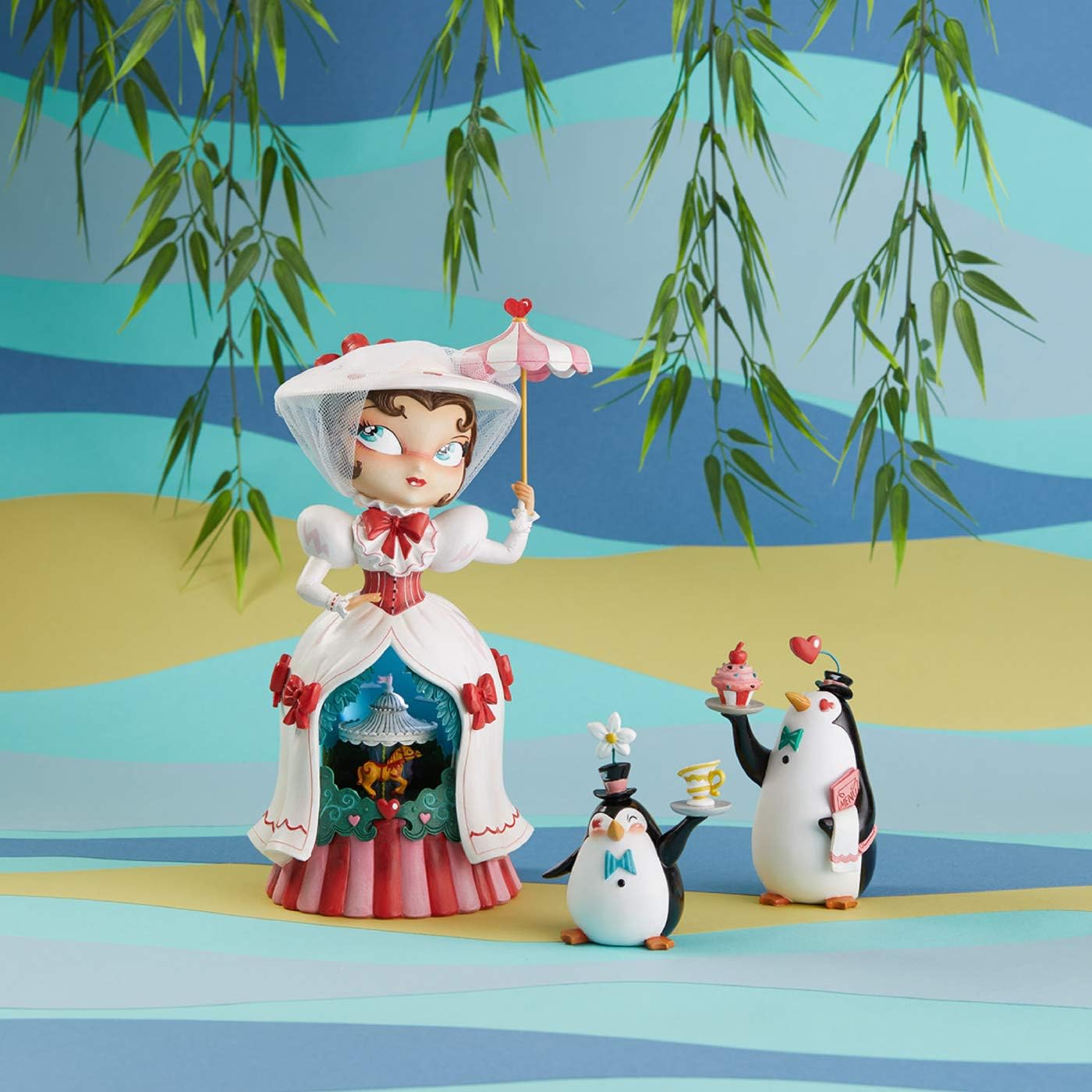 Enesco World of Miss Mindy Mary Poppins Penguin Waiters Figurine Set, 4.72 Inch and 5.9 Inch, Multicolor