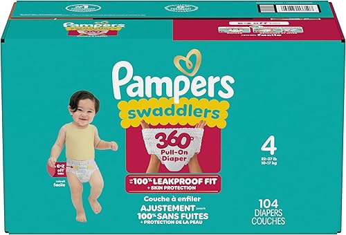 Miniatura 11 de Pampers Pañales Pañales para envolver 360 Tamaño 4, 104 unidades, hasta 100% a prueba de fugas, cómodo ajuste seco, diseñado para cambios fáciles,