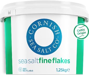 Cornish Sea Salt Celtic Sea Salt Fine Flakes 1.25kg - 100% Natural Unrefined Mineral Rich Mini Flakes Sea Salt, Hand Harvested Celtic Origin, for Baking, Cooking, Table Seasoning, Quick Dissolve