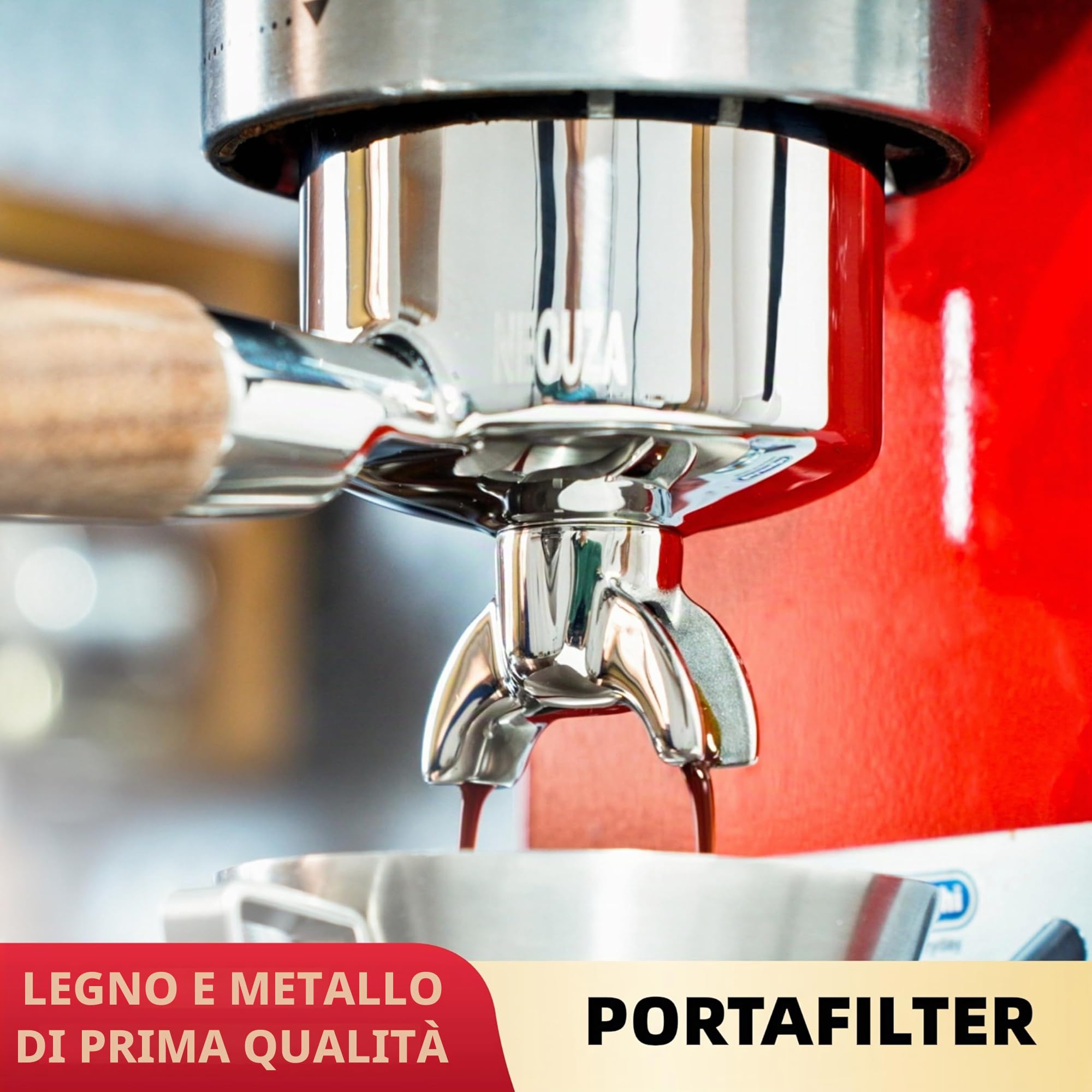 NEOUZA Portafiltro per caffè espresso da 51 mm con doppio beccuccio, compatibile con Delonghi La Specialista EC9155/9255/9335/9355/9665/9865, acciaio inossidabile 304