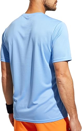 Miniatura 6 de MIER Camisetas de entrenamiento de secado rápido para hombre, que absorben la humedad, para correr, atléticas, de manga corta, de poliéster, camiseta
