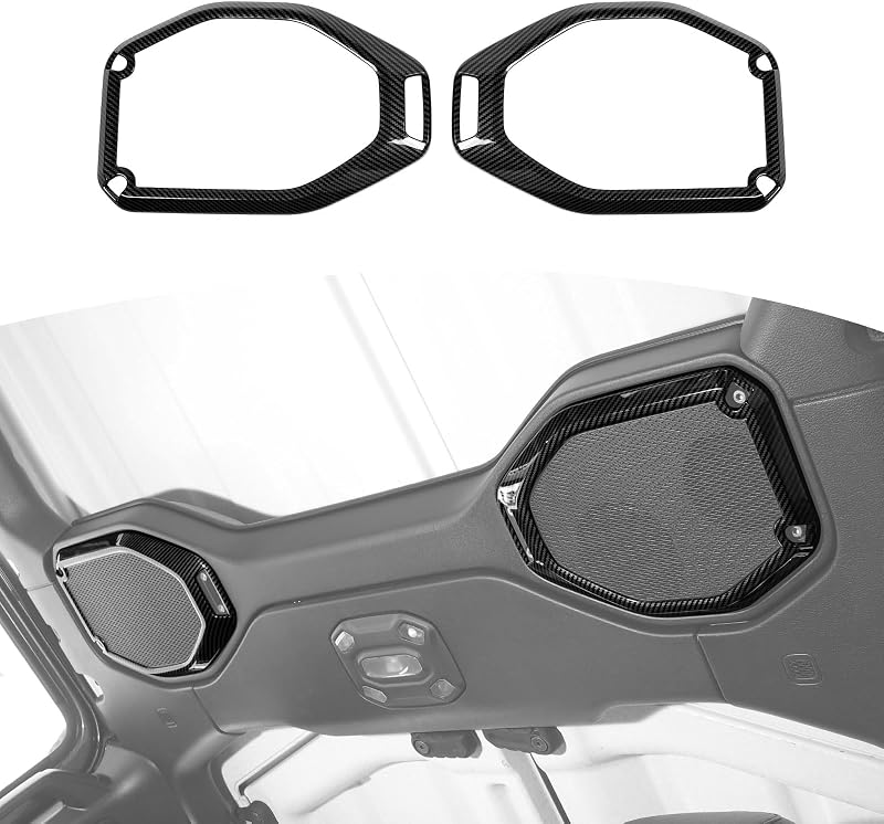 Moldura de acabamento da grade do alto-falante do teto RT-TCZ em fibra de carbono para Jeep Wrangler JL JLU e Gladiator JT 2018–2023 – 2 peças