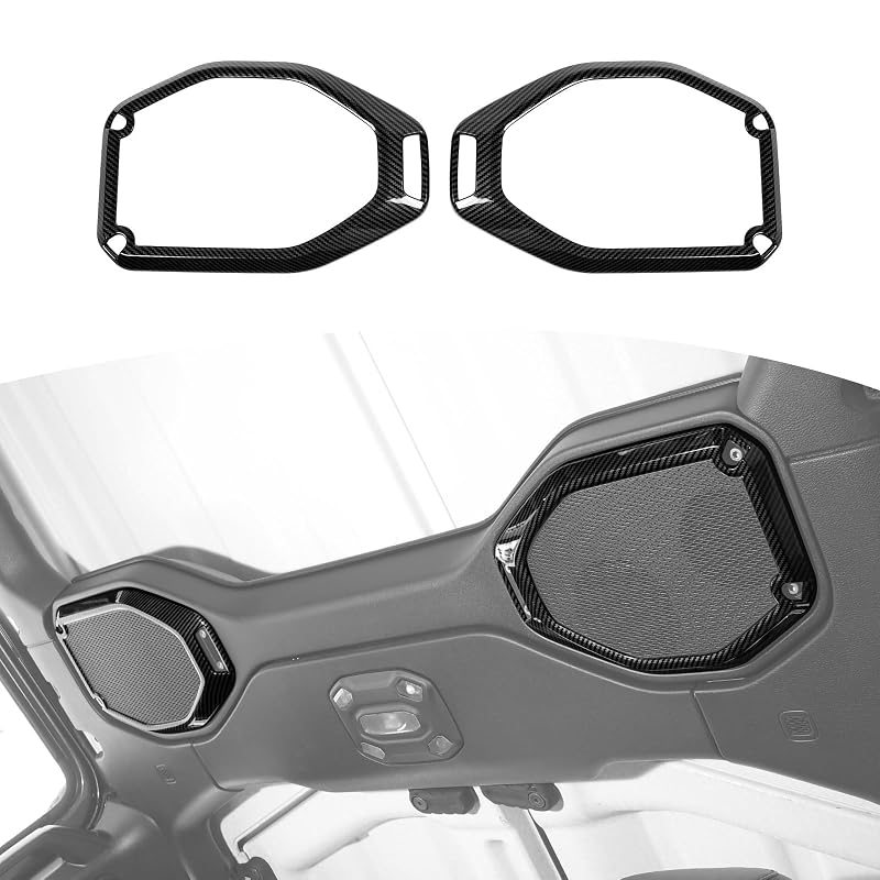 Capa para acabamento do alto-falante do teto Jeep Wrangler JL JLU e Gladiator JT em ABS com textura de fibra de carbono RT-TCZ, 2 peças