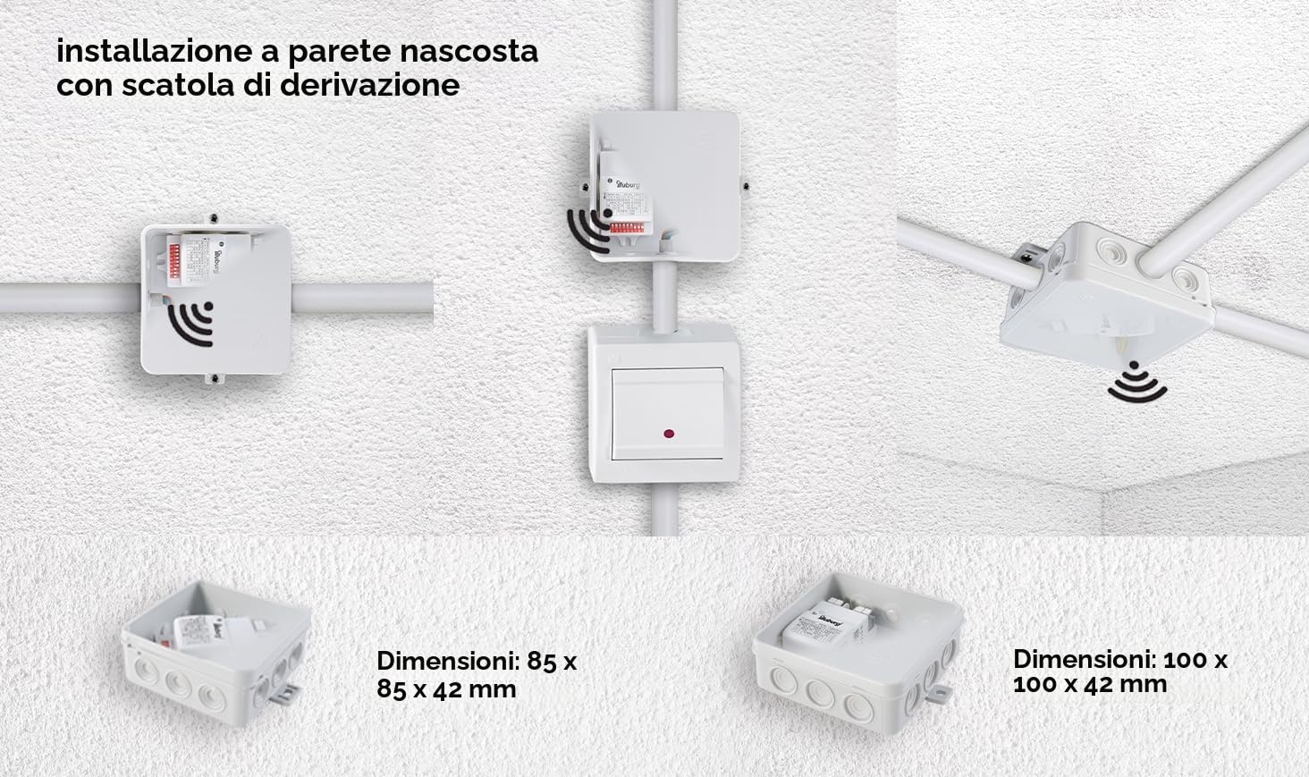 Rilevatore di Movimento a Microonde 5,8GHz HF Radar con Sensore Giorno/Notte Portata 6 Metri per LED fino a 400W