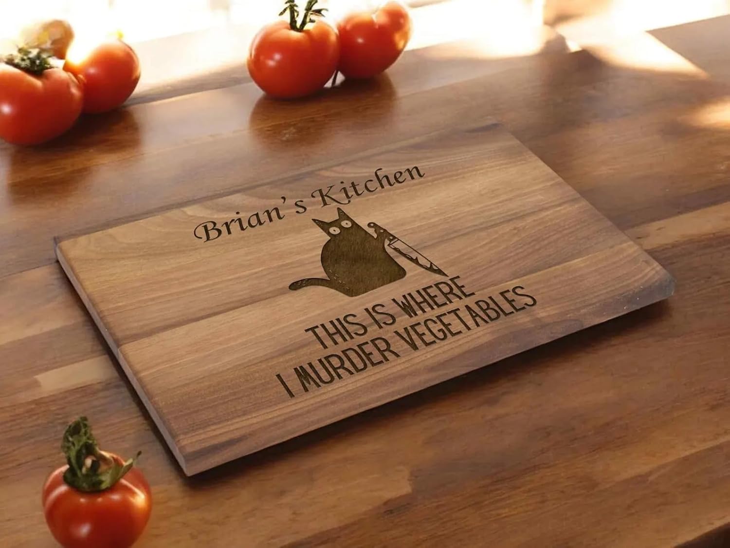 Personalized Cat Cutting Board – Engraved Wooden Cutting Board for Cat Lovers – Funny Cat Kitchen Decor Gift – Custom Pet Lover Gift for Christmas, Housewarming, Birthday & Cat Mom Gifts