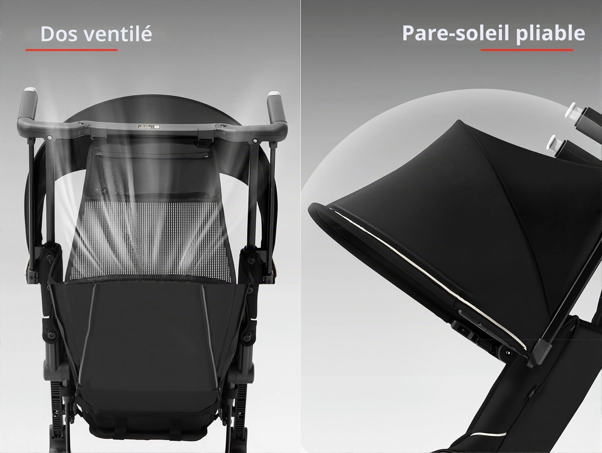 gb Pockit+ Tout-Terrain, Poussette de voyage ultra-compacte et légère pour bébés et tout-petits, conforme aux dimensions des bagages cabine en avion, Noir Or