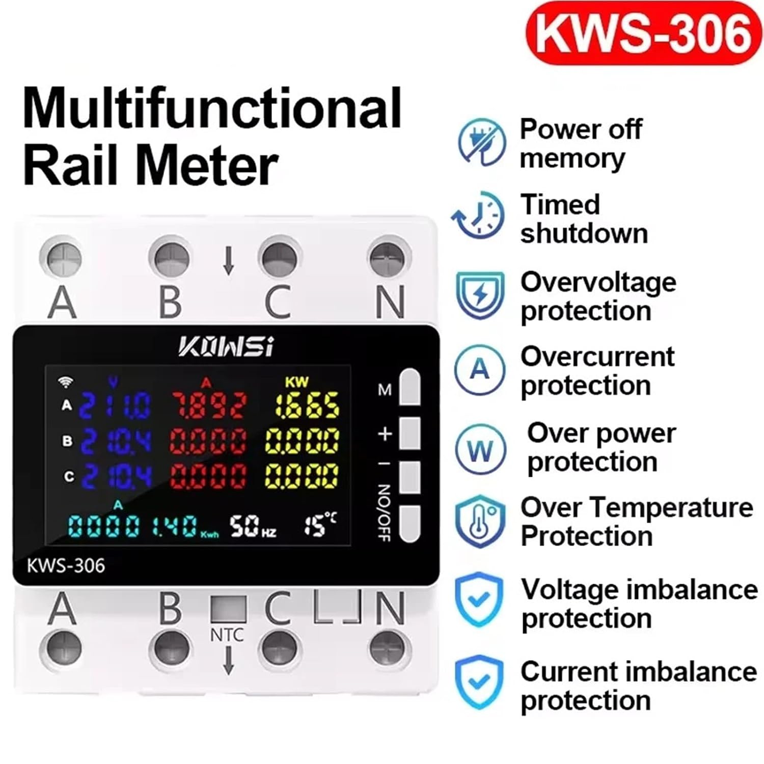 Multifunctional Rail Meter KWS-306 with detailed protection features.