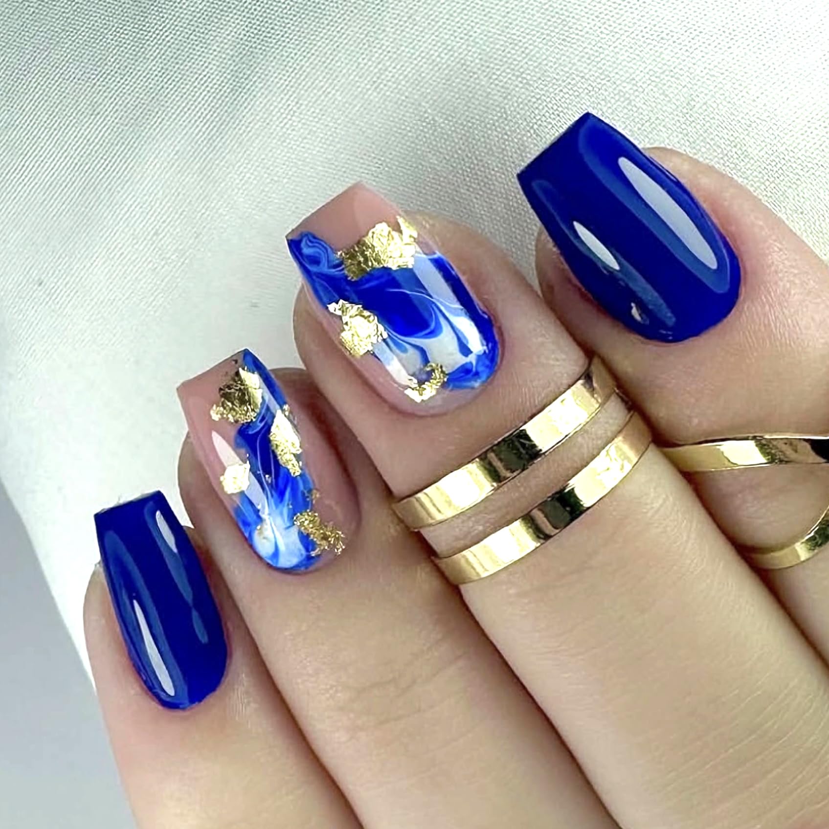 Amazon.com: MERVF Square Press on Nails Medium Fake Nails Royal Blue Glue ons Ink Design Gold Squoval Acrylic Nail Supplies Art DIY Summer Manicure 24pcs Glossy : Beauty & Personal Care Amazon.com: MERVF Square Press on Nails Medium Fake Nails Royal Blue Glue ons Ink Design Gold Squoval Acrylic Nail Supplies Art DIY Summer Manicure 24pcs Glossy : Beauty & Personal Care