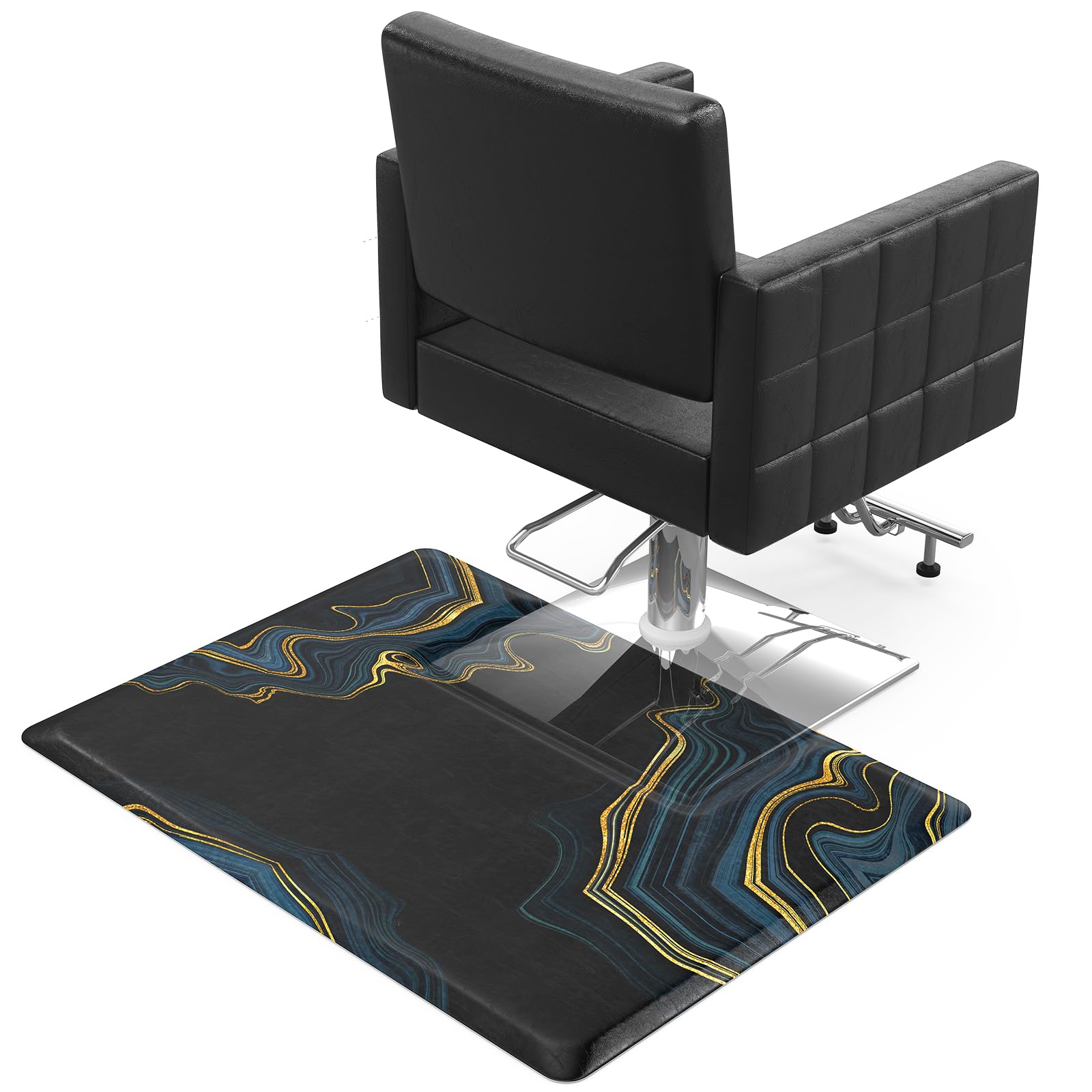 OmySalon 3’x4’x3/4'' Thick Salon Mats for Hair Stylist Anti Fatigue, Barber Floor Mat with Square Base, Salon Chair Mat Hairdresser Standing,