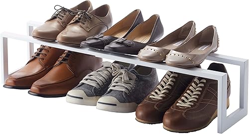 Yamazaki Expandible Home Ajustable, Pequeño Acero Zapatero, Individual, Blanco