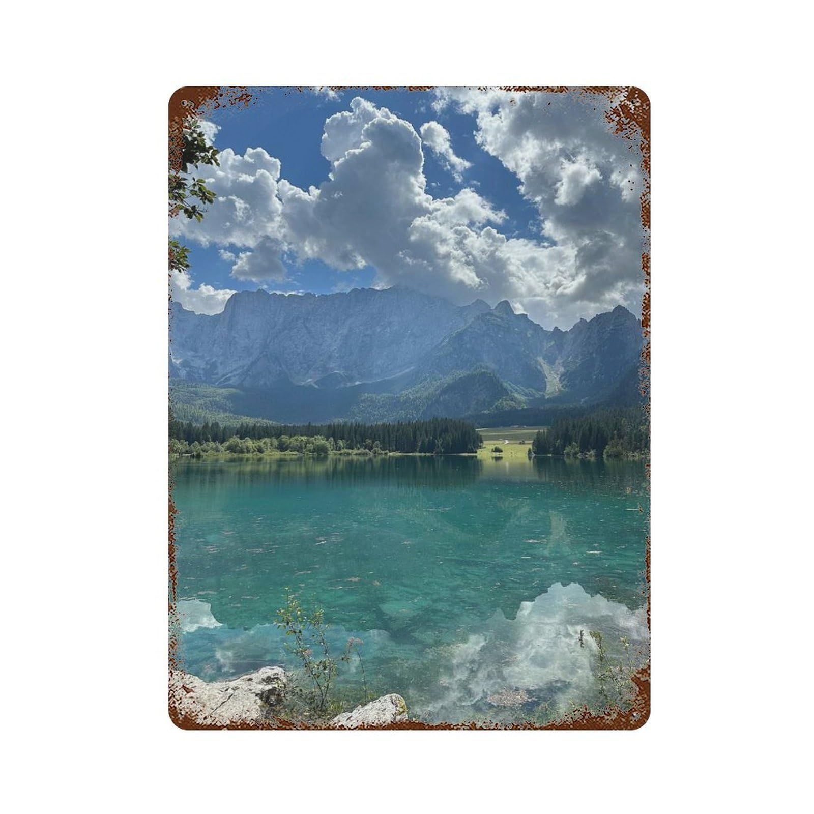 Treviso in Italy Aged Metal Wall Plaque 15.7"x11.8", for Living Room, Hallway And Home Decor, Shabby Chic Decor