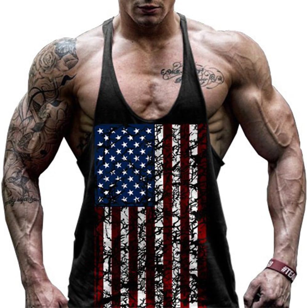 Heren Mouwloos T-shirt Sport Vest Gym Tank Top Mannelijke Lente en Zomer Tops Casual Sport Mouwloze Top Katoen Vest Schilderen Fitness Spier Tank Top Mannen Lange Mouw Shirt, Zwart, 3XL