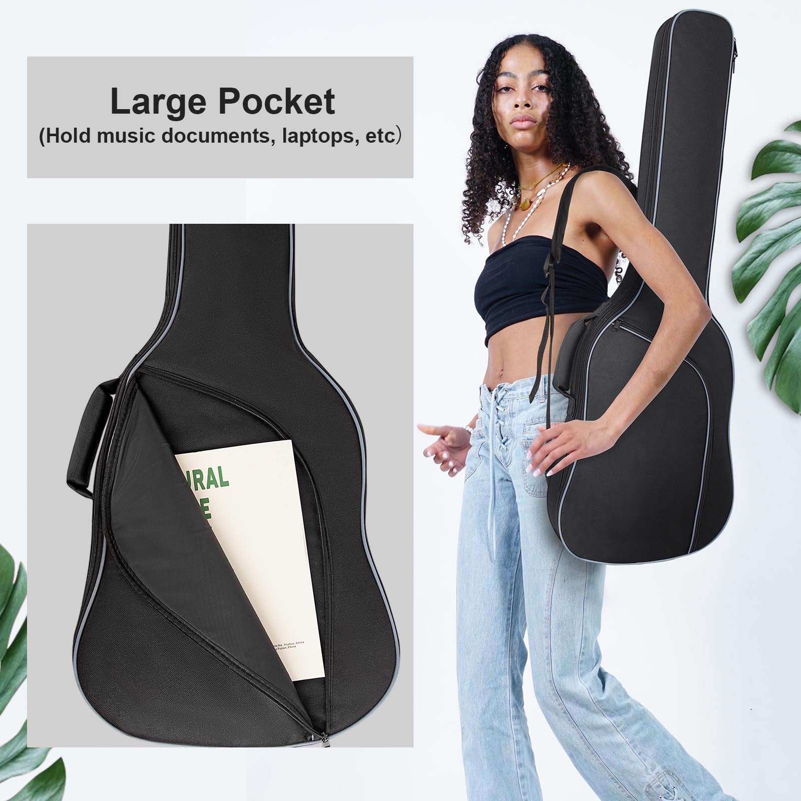 E-Gitarren-Gigbag 40 Zoll wasserdicht gepolstert mit Tasche Schultergurt Schwarz