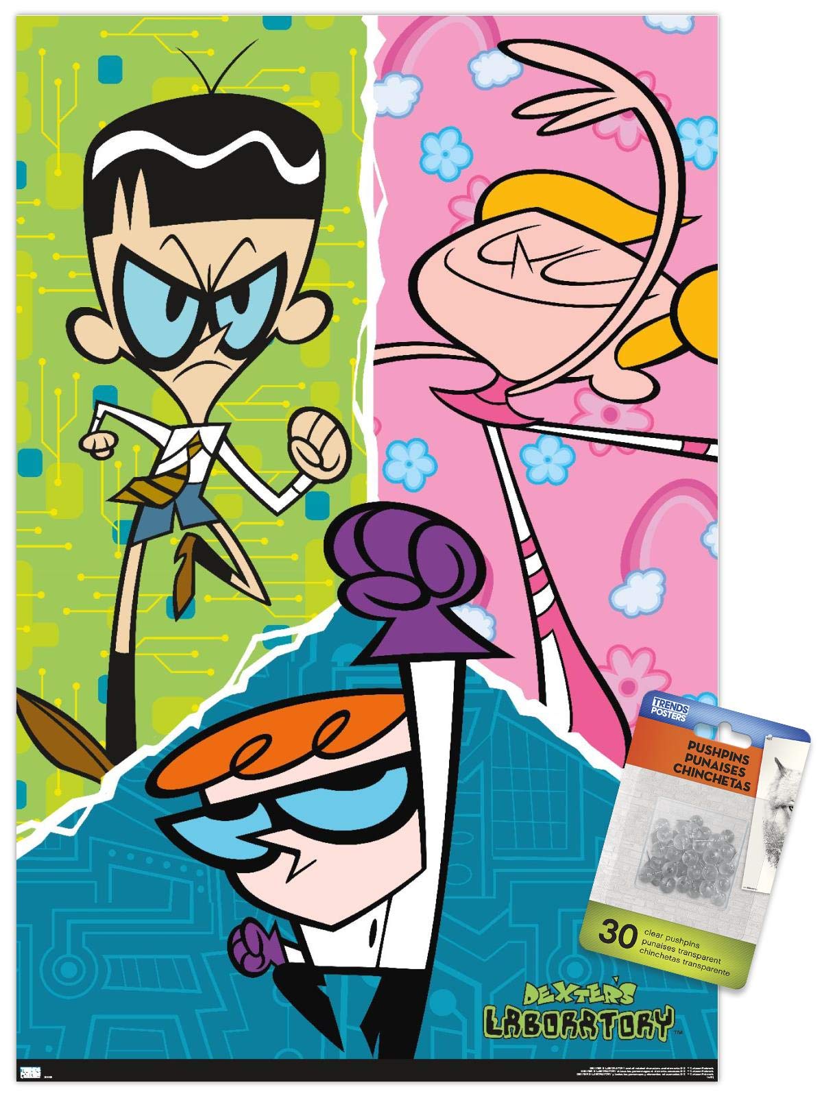 Trends InternationalDexter's Laboratory - Group Wall Poster, 14.72" x 22.37", Premium Poster & Push Pin Bundle