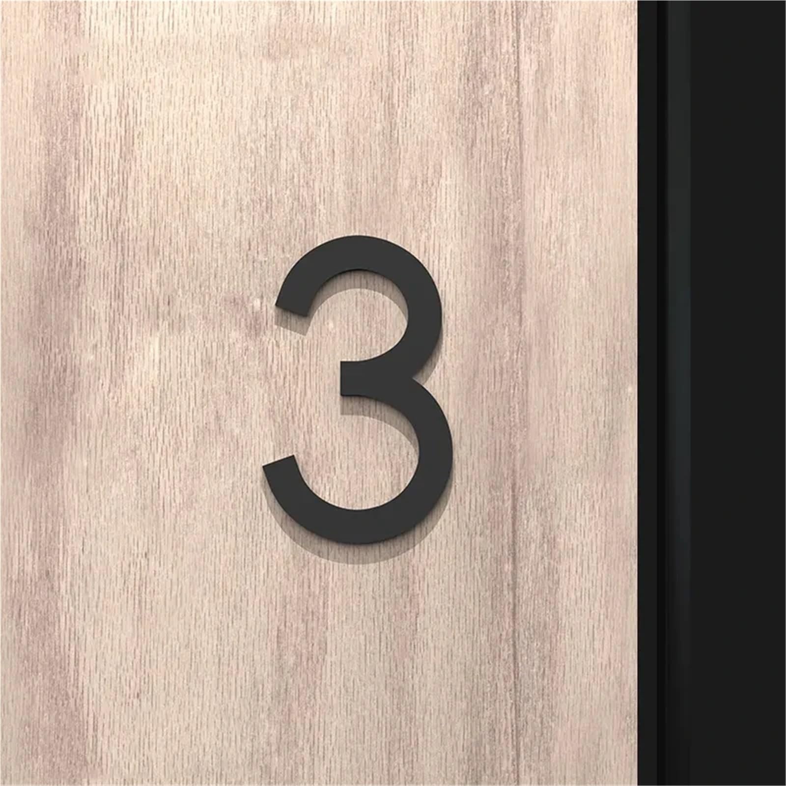 Self Adhesive House Numbers Black/Gold/Silver Door Number Stickers 2/3/4 Inch Modern Acrylic Address Mailbox Number for Outside Hotel Apartment Yard Post Courtyard Cafe Plaque(Black 3,3In)