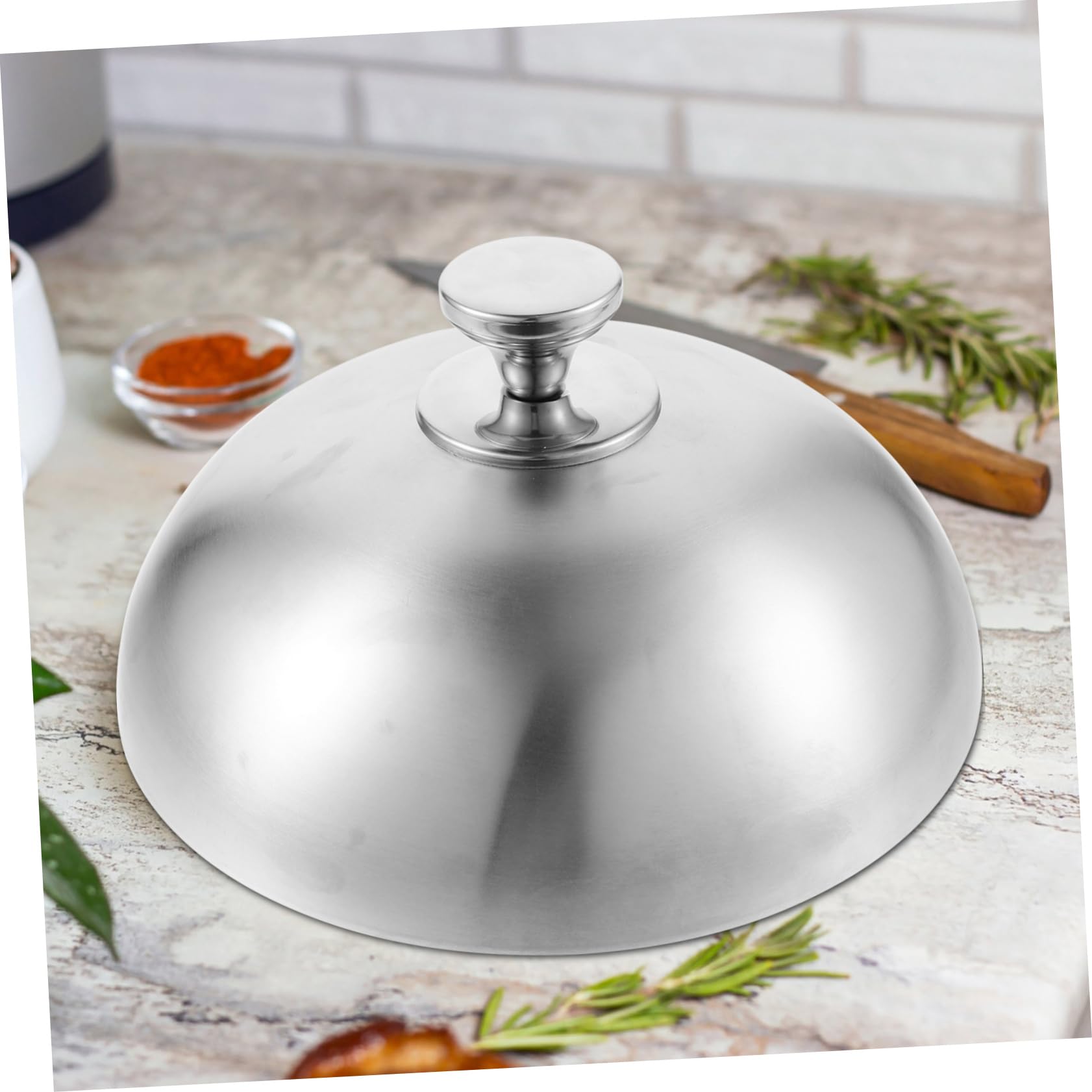 OUNONA 4 Pièces Couvercle de Protection Alimentaire Inoxydable Cloche pour Viande pour Cuisine Service de Plat Ronde Splash Argenté