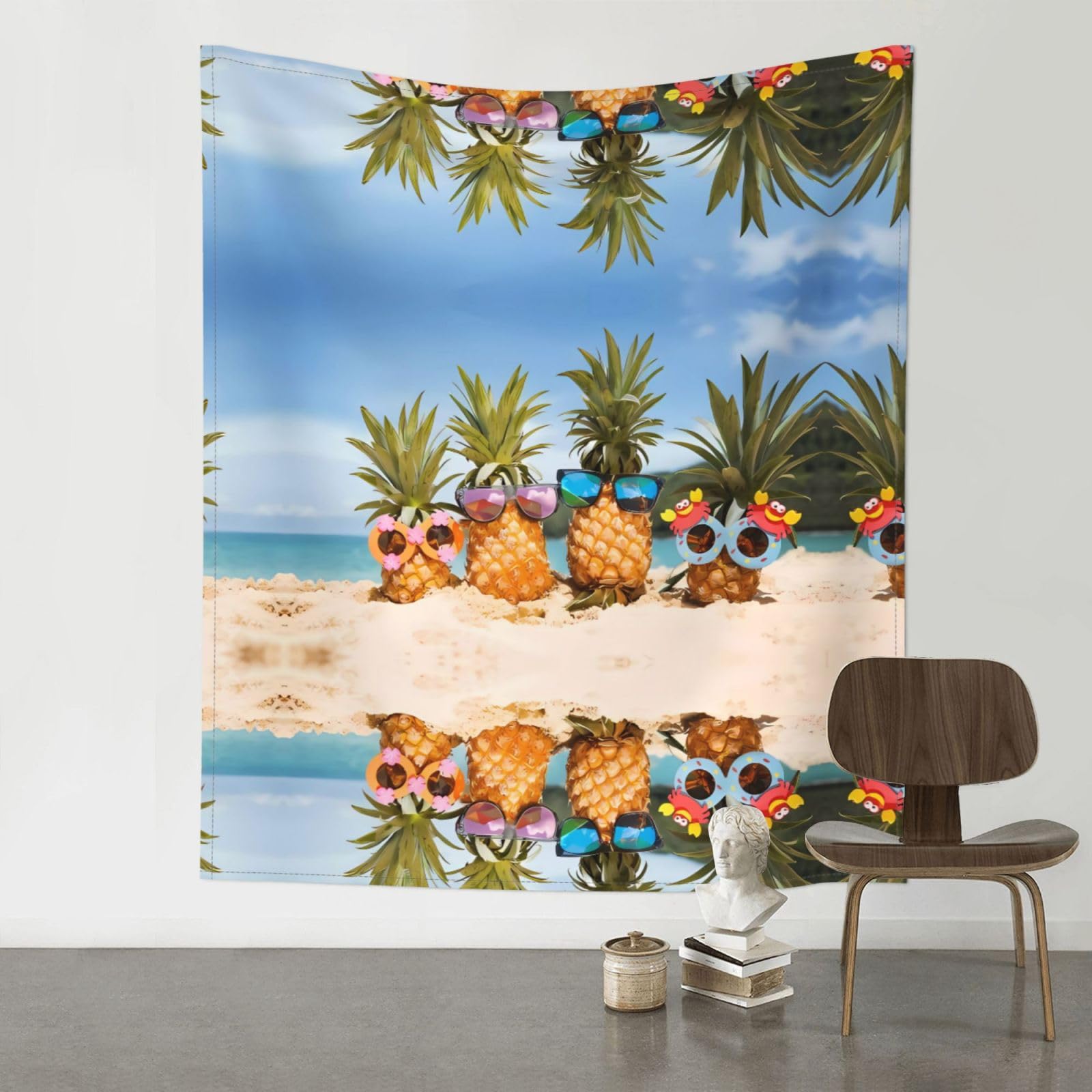 HJFCZH Pineapple Fruit Sunglasses Sand Beach Prints Wall Tapestry 60x51in – Boho Decor Throw for Bedroom, Dorm, Beach Cover & Picnic Blanket