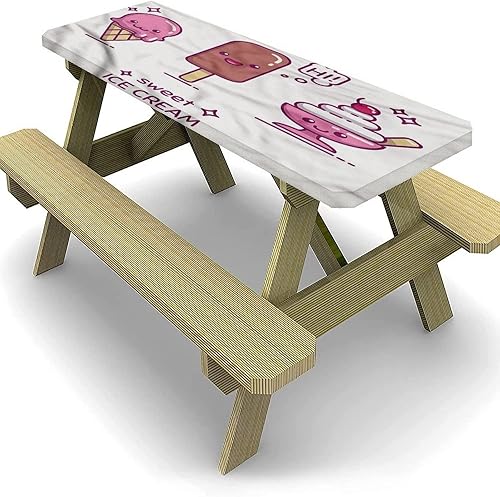 Miniatura 4 de XISUNYA Kawaii - Mantel ajustable elástico decorativo, 24 x 36 pulgadas, mantel rectangular para mesa plegable de 3 pies, mantel de poliéster con