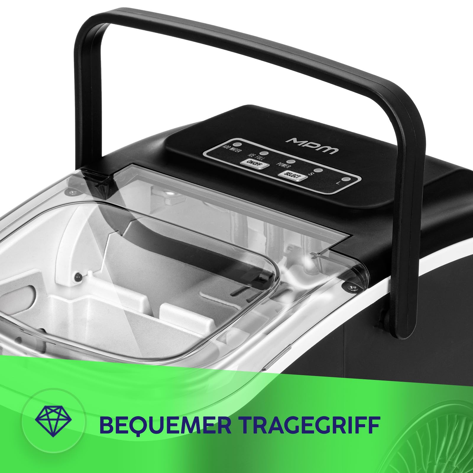 MPM Eiswürfelmaschine, 12 kg/24 h, 2 Größen, Selbstreinigung MKD-105