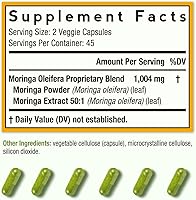 Vista 2 de Doctor's Recipes Moringa 11,000 mg de potencia, superalimento verde completo, apoyo natural antioxidante, sin OMG, 90 cápsulas veganas, sin cafeína