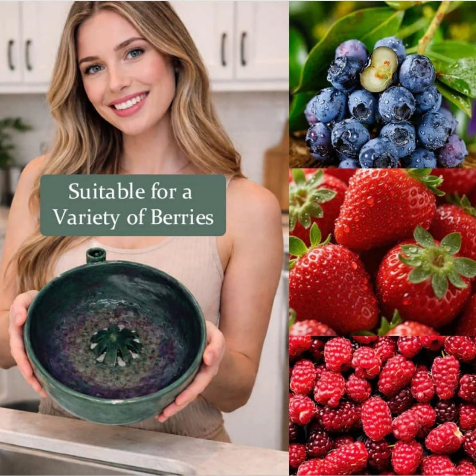 Auto-spinning Berry Lavaggio Ciotola in Ceramica, Lavatrice Multiuso Di Frutta E Verdura Con Drenaggio, Colander Cucina Multiuso, Per Pulizia Rapida Utensile Da Cucina (1pcs)