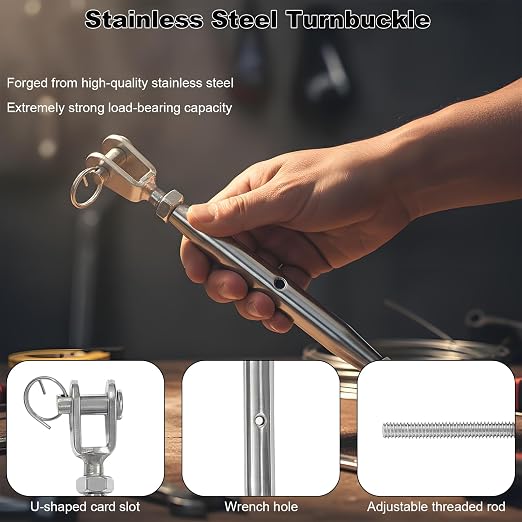 Juego de 4 Tensores M5 con Quijada para Cables Acero Inoxidable miniatura 3