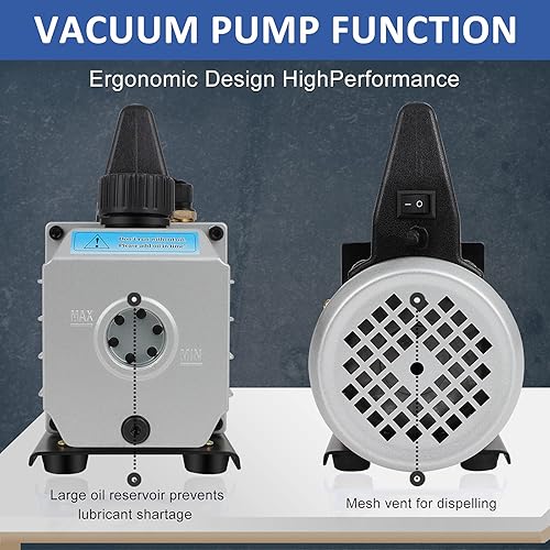 Miniatura 5 de Bomba de vacío profunda de paleta rotativa de 4 CFM 13HP Herramienta de aire de CA 5PA 110V 60Hz Reparación de refrigerante de desgasificación de