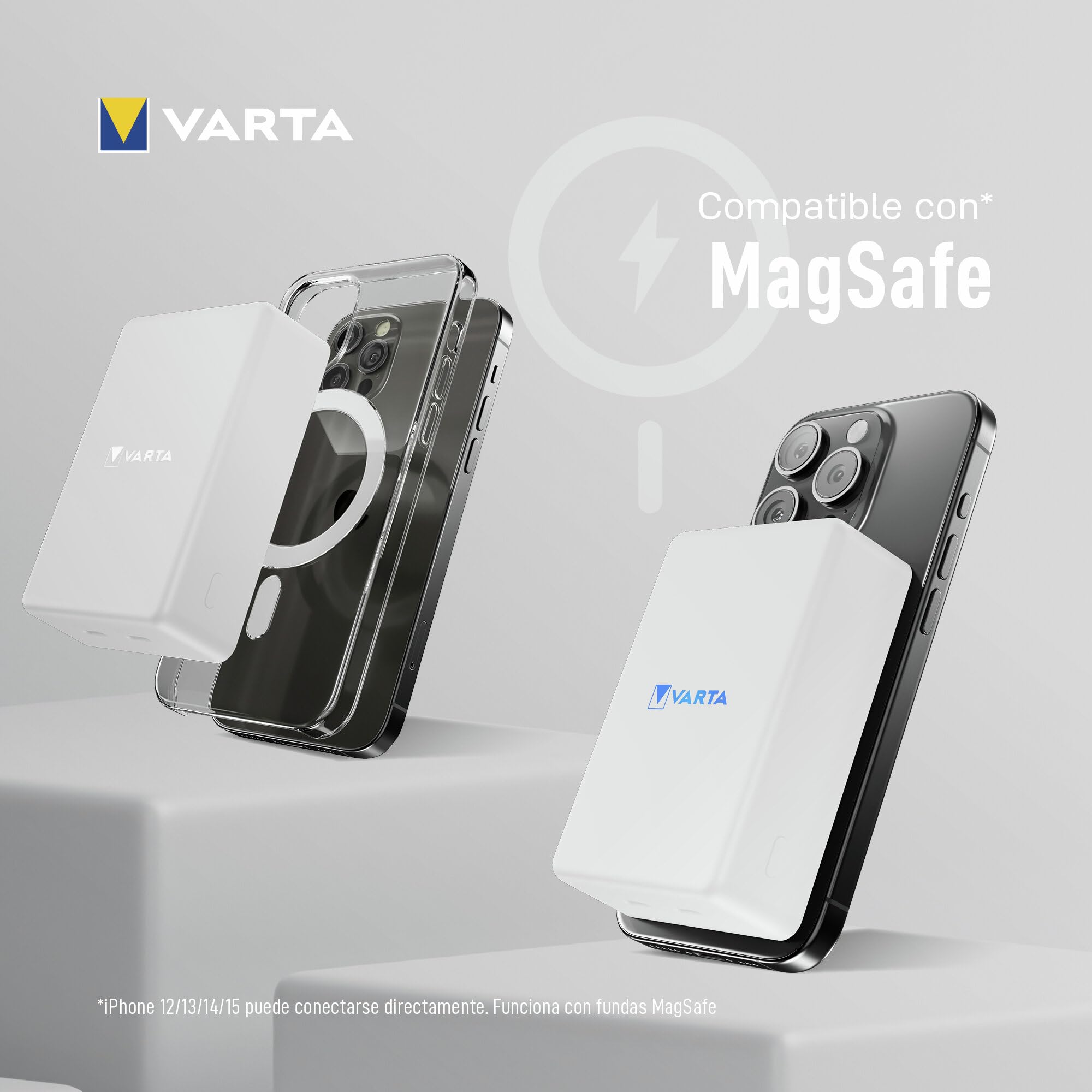 VARTA Power Bank 10000 mAh, mag Pro, magnético, inalámbrico, Color Blanco