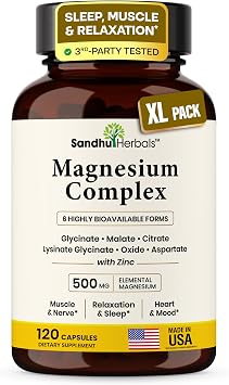 Magnesium Complex 500mg 120 Capsules for Sleep & Relaxation | Women & Men