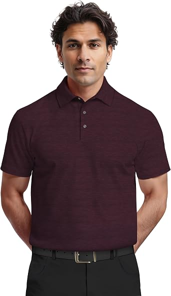 PGA Tour Mens Airflux Jaspe Cotton Short Sleeve Golf Polo Shirt