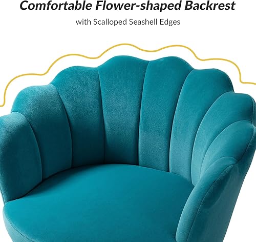 Miniatura 20 de HULALA HOME Moderno sofá biplaza de terciopelo con respaldo en forma de flor, cómodo sofá tapizado de 2 plazas con patas de metal dorado, sofá