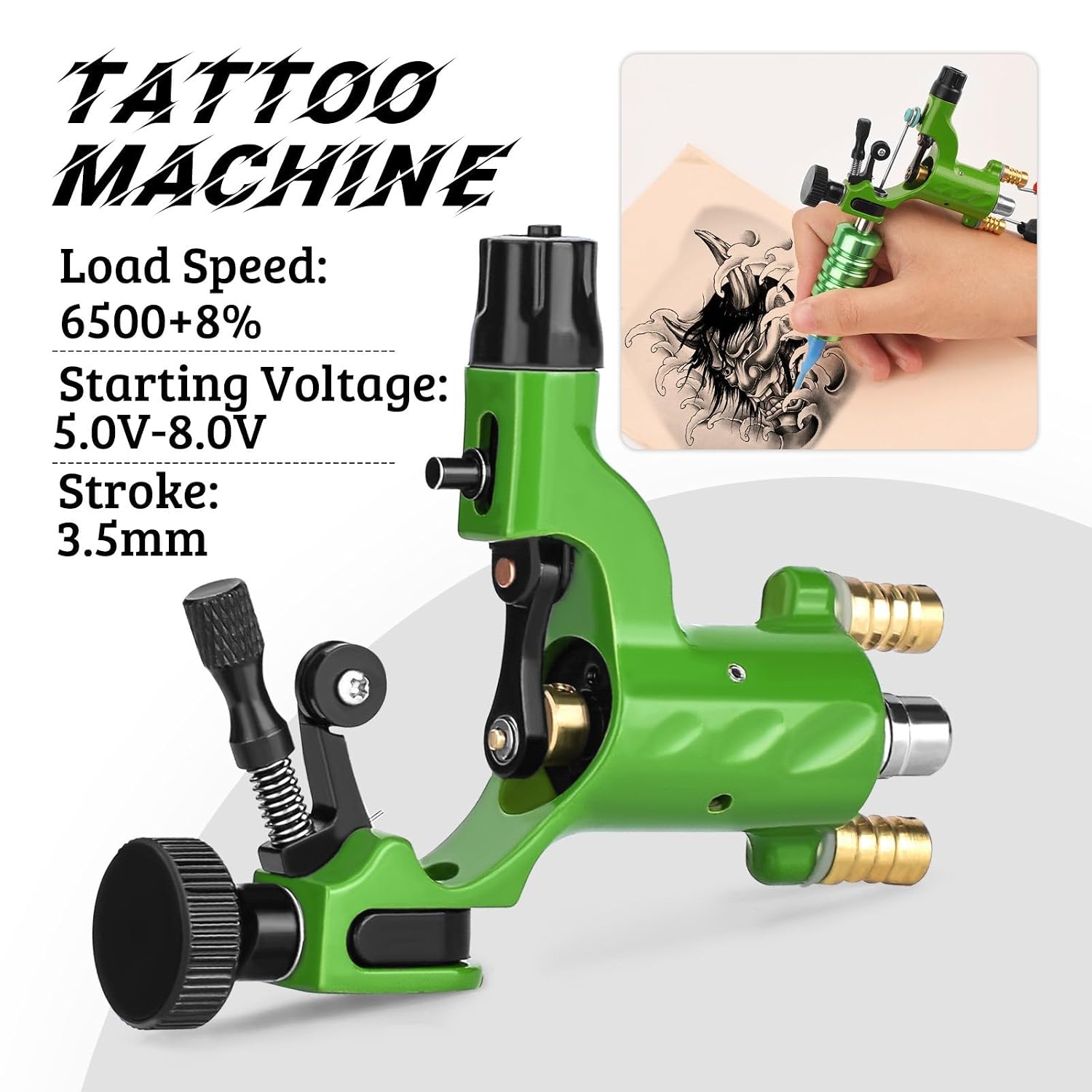 Rotary Tattoo Machine Gun, ATOMUS Tattoo Liner Shader Motor Body Art Dragonfly Machine Motor Gun for Tattoo Artist (Green)
