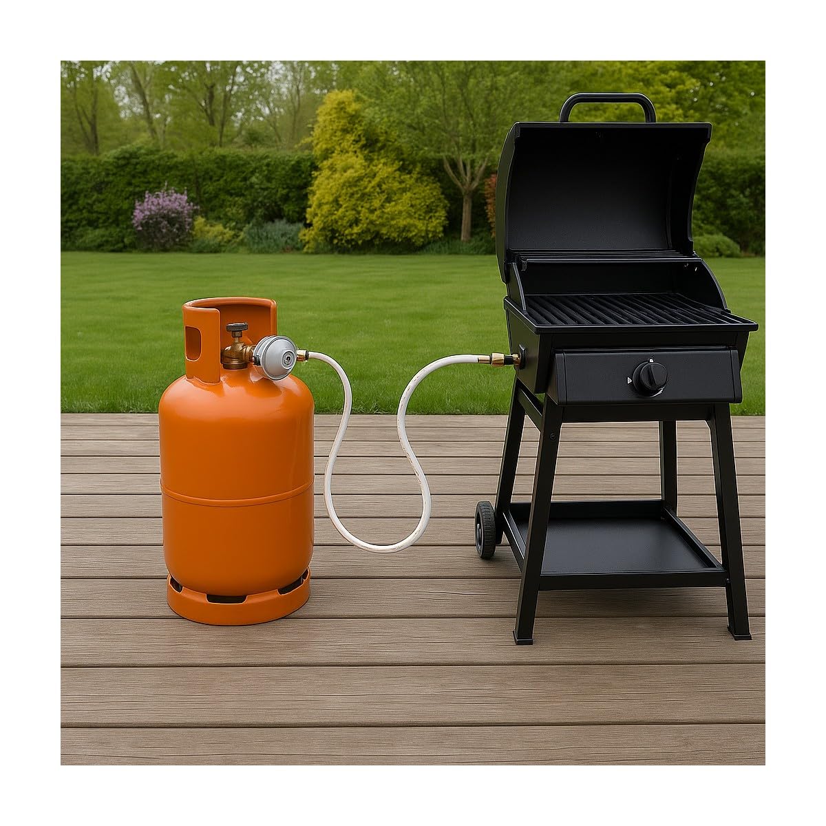 KEMPER Gasschlauch, flexibel, 2 m + Druckminderer, Propan, Quick-On-Ventil, 27 mm, flexibel, für Grill, Plancha-Heizung