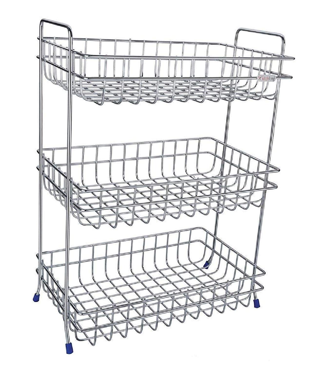 Krishi Stainless Steel 3 Layer Vegetable & Fruit Basket Kitchen Storage Stand Stainless Steel Kitchen Rack (Steel) (B07WSCF3XW) Amazon Price History, Amazon Price Tracker