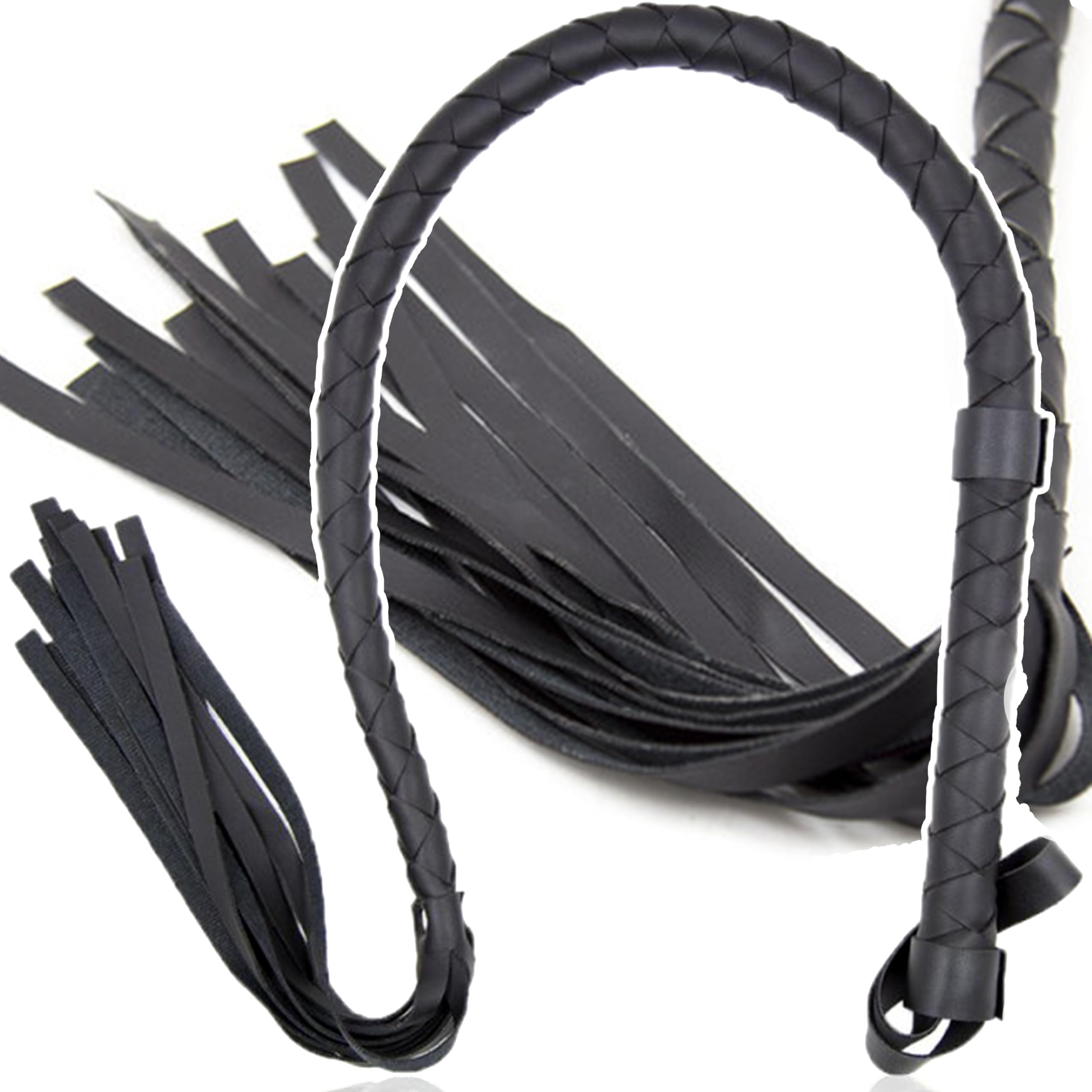 Fouet Sexy Érotique 85cm en Cuir Artificiel Jouet Cravache Sexy Érotique Martinet pour Chien Sexuel Flexible et Stable Fouet BDSM Laqué Noir jouets sexuels Jouet Sexualité Couple FOPS B21-6