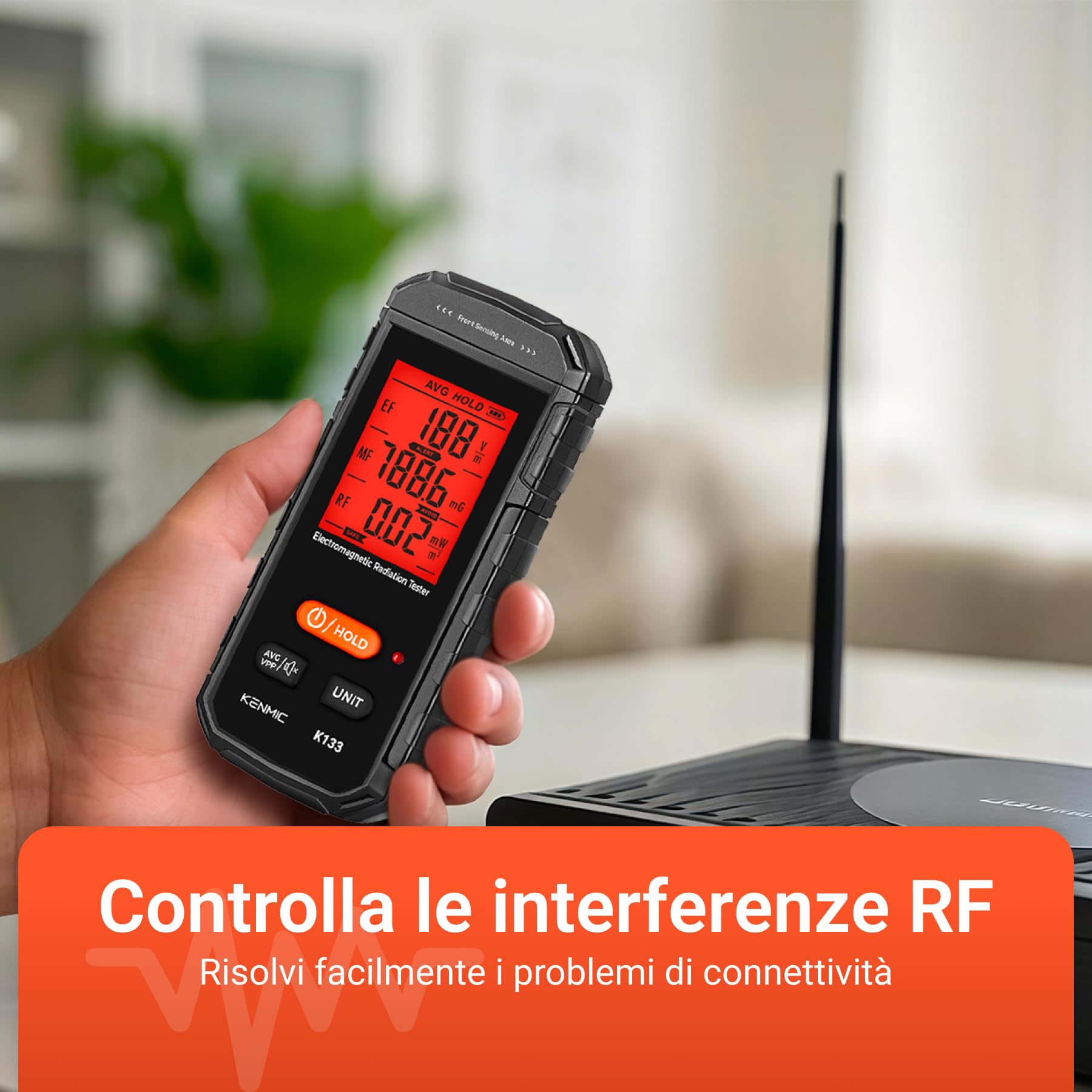 Misuratore EMF, 3-in-1 Rilevatore EMF, Rilevatore di Radiazioni di Campo Elettromagnetico Portatile per Segnale EF, RF, MF, WiFi, Adatto per Ispezioni EMF di Casa, Ufficio e Caccia ai Fantasmi