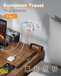 Adaptateur de prise européen, TESSAN Adaptateur de voyage de type C avec 4 Sorties 3 USB Ports (1 USB C), prise d'alimentation pour le Canada/États-Unis à la plupart des EU Italie Espagne France Allemagne Adaptateur de type C, prise d'alimentation pour le Canada/États-Unis à la plupart des EU Italie Espagne France Allemagne