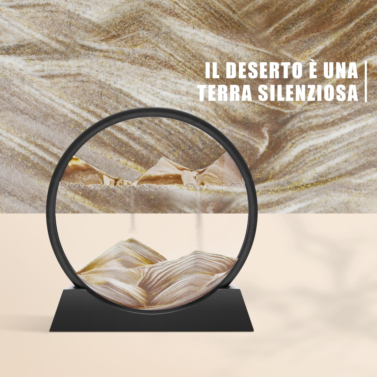 Wai Danie Pittura di Sabbia Che Scorre Quadro Sabbia Movimento sabbia dinamica 3d Hourglass Deep sea Sandscape Display Decorazioni per la Casa e l'ufficio Giocattoli da Scrivania (color caffè, 12")