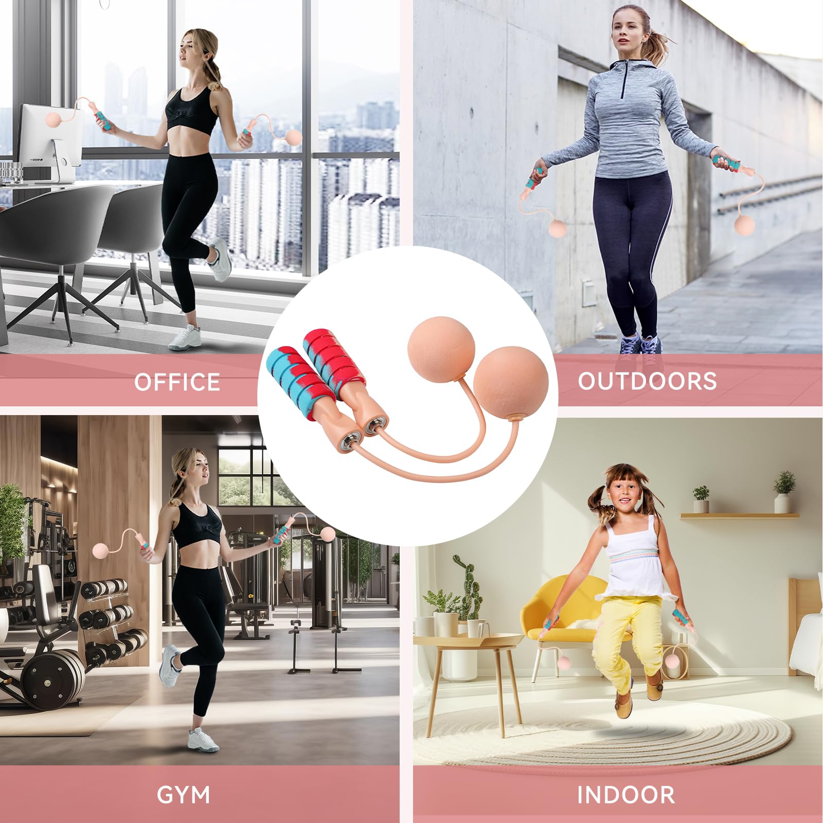 Kabelloses Springseil für Fitness mit Indoor-Springseil für Herren, Damen, Kinder, Hochgeschwindigkeitsseil für engen Raum, gewichtetes Springseil für Gewichtsverlust und allgemeine Workouts