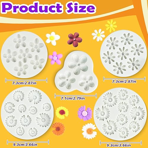 Miniatura 3 de 5 moldes de silicona de flores, mini moldes de silicona de chocolate para hornear moldes de hojas para decoración de pasteles, arcilla,