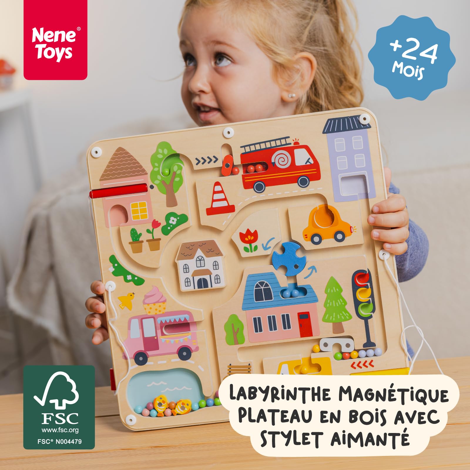 Nene Toys Jeu Magnétique pour Enfant – Labyrinthe Magnétique 2+ Ans – Jouet Voyage Voiture/Avion – Busy Board Enfant – Apprentissage Montessori, Motricité Fine & Coordination Oeil-Main, sans Écran
