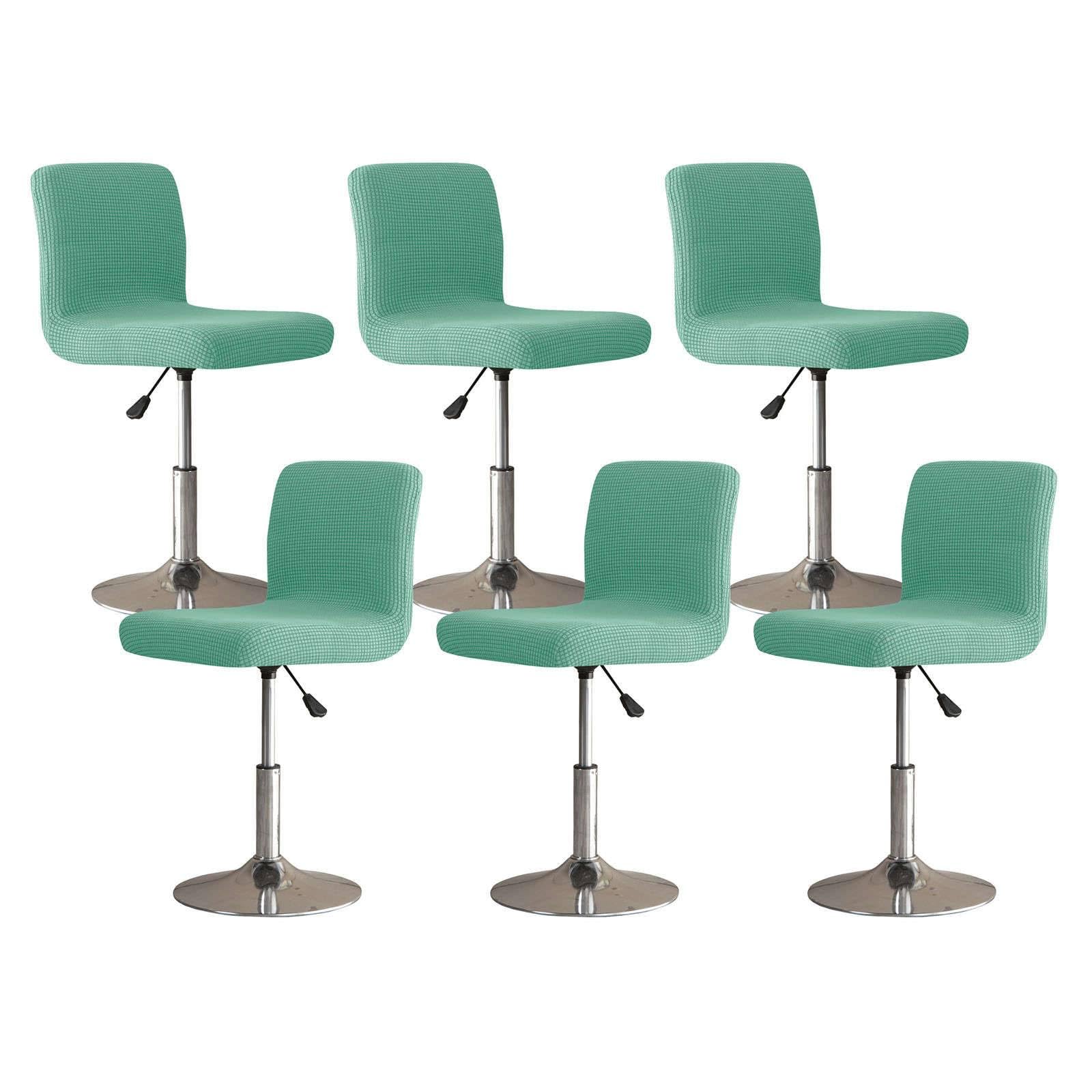 JHLD Stretch Bar Stool Covers, Soft Spandex Bar Stool Covers With Backs Plaid Dining Chair Covers With Elastic Bottom Machine Washable-green-set of 6