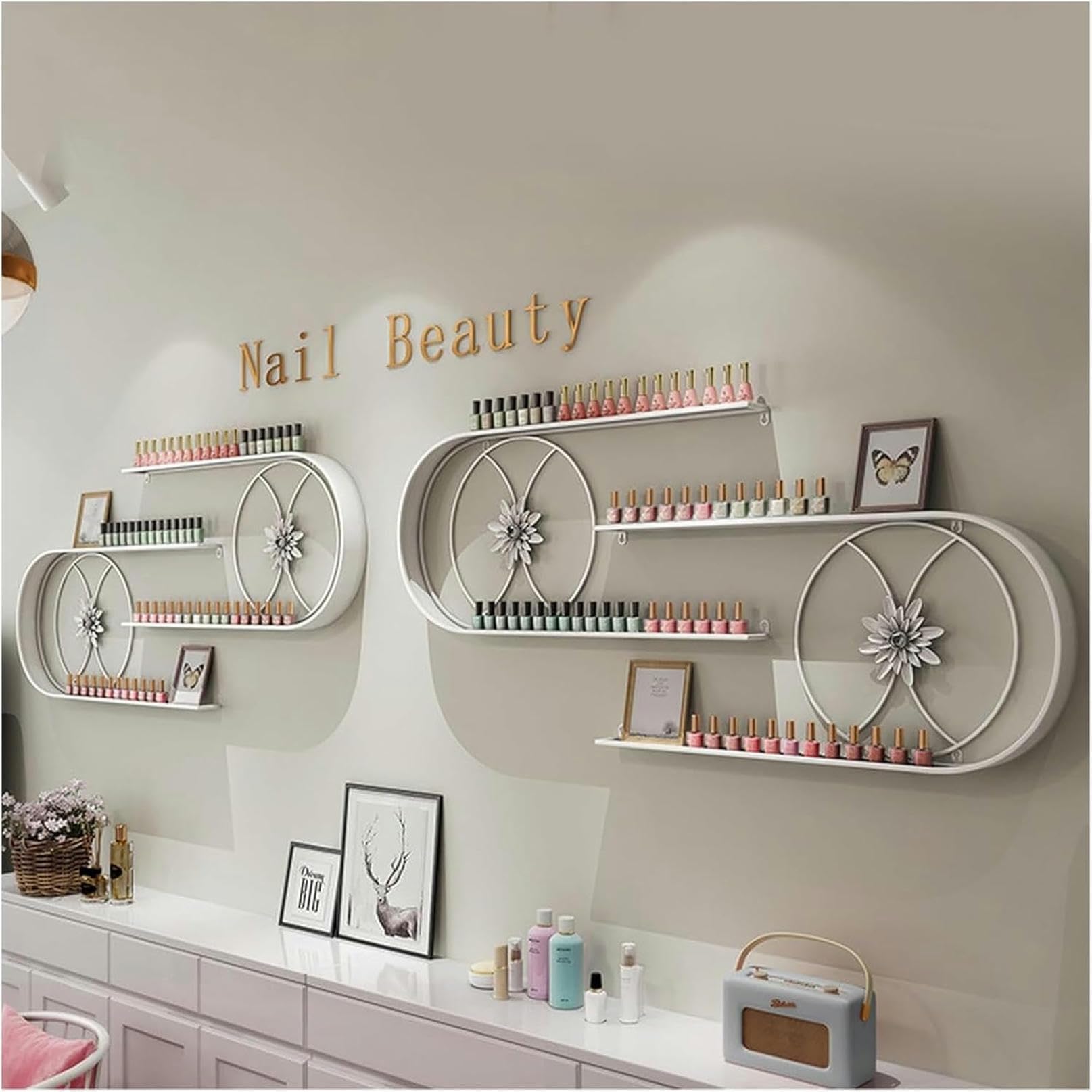 Racks de vernis à ongles muraux robustes pour un gain de place optimal