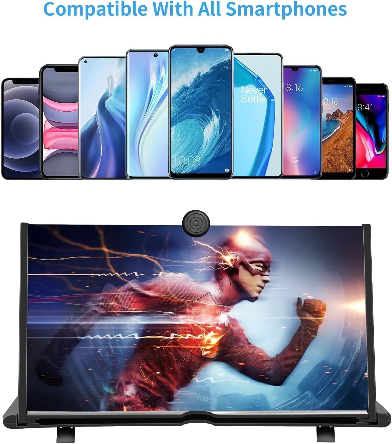 Iente ingrandimento smartphone, 3D HD Lente di ingrandimento, per la visione di video di film, pieghevole ingrandimento schermo per smartphone (18 Zoll)