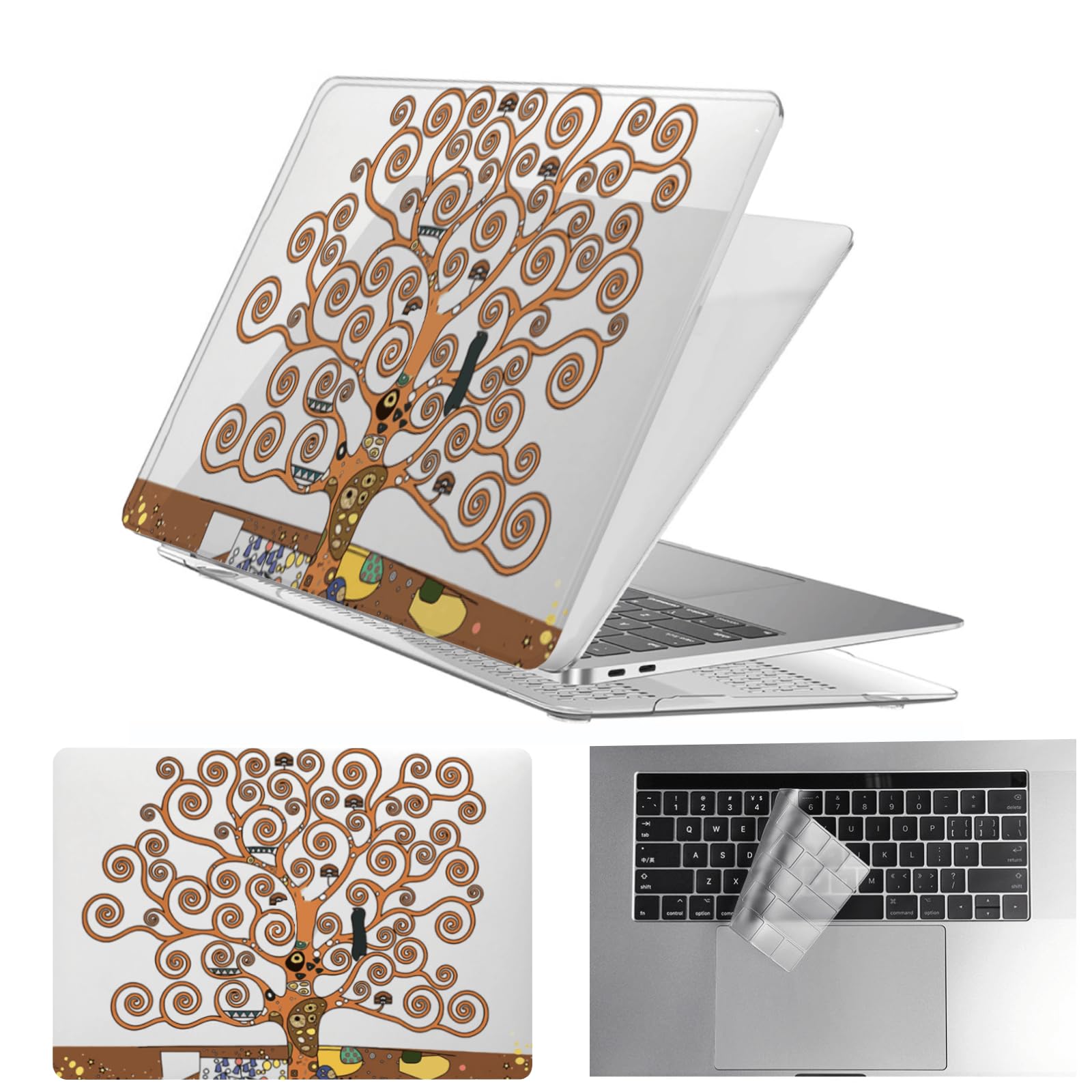 Funda MacBook Pro 13 con protector de teclado contra arañazos carcasa A1278 árbol marrón 8