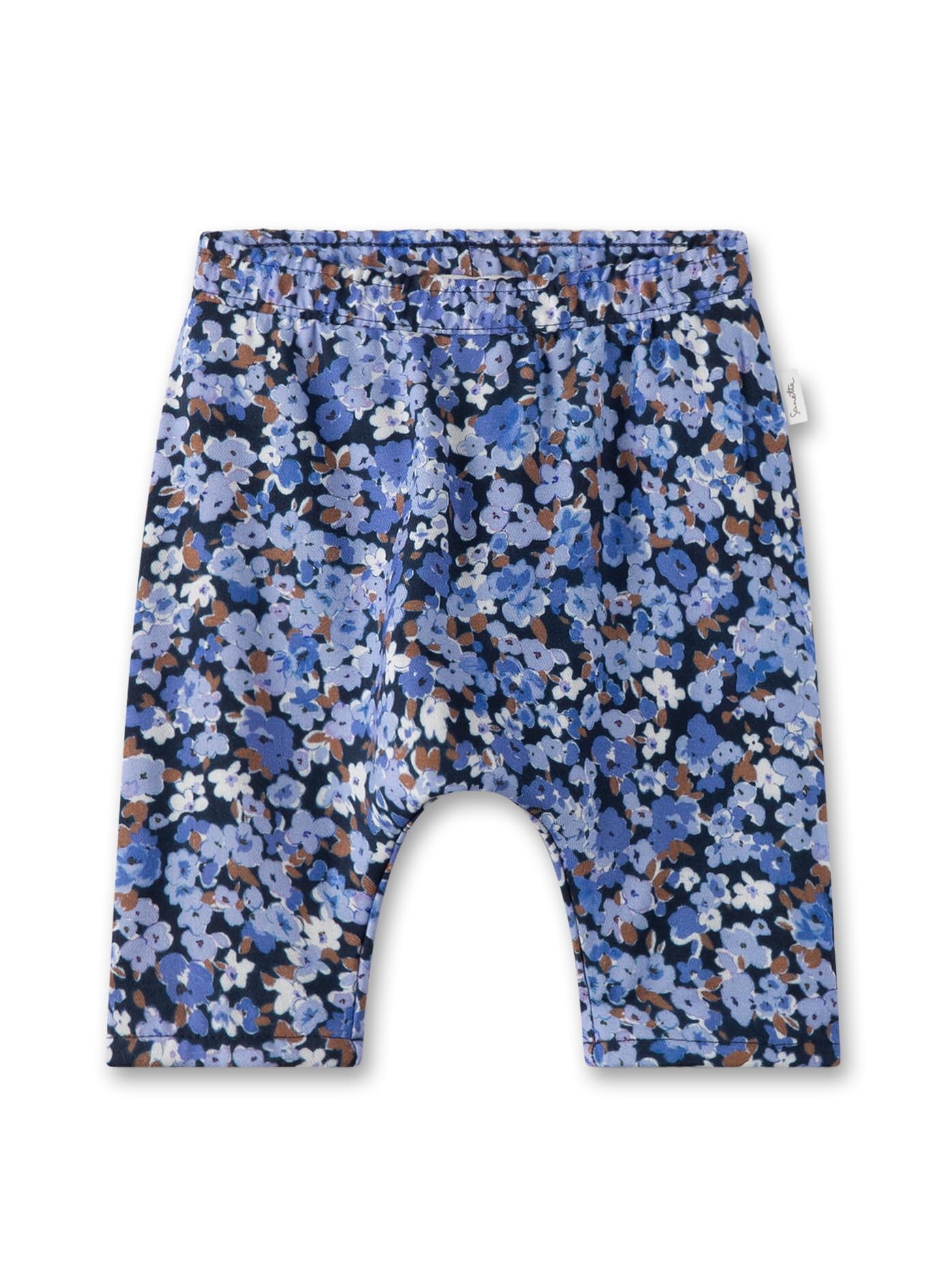 Sanetta Baby-Mädchen Blau | Praktische und Bequeme Web Viskose Gefütterte Hose mit elastischem Bund und Mille Fleur-Allover Bekleidung