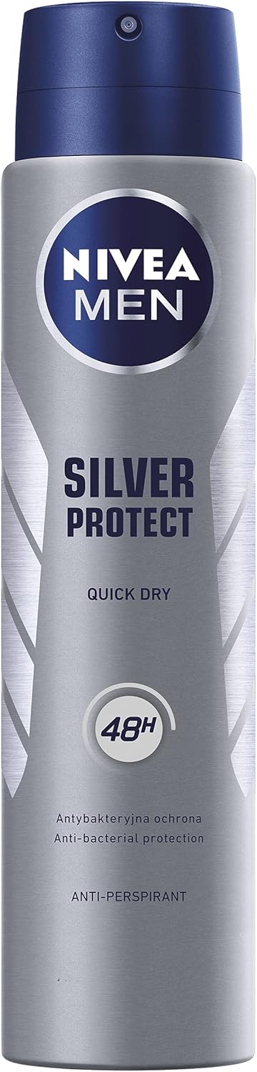 Nivea Men Silver Protect 48H antibacteriële anti-transpirant spray voor mannen, 250 ml