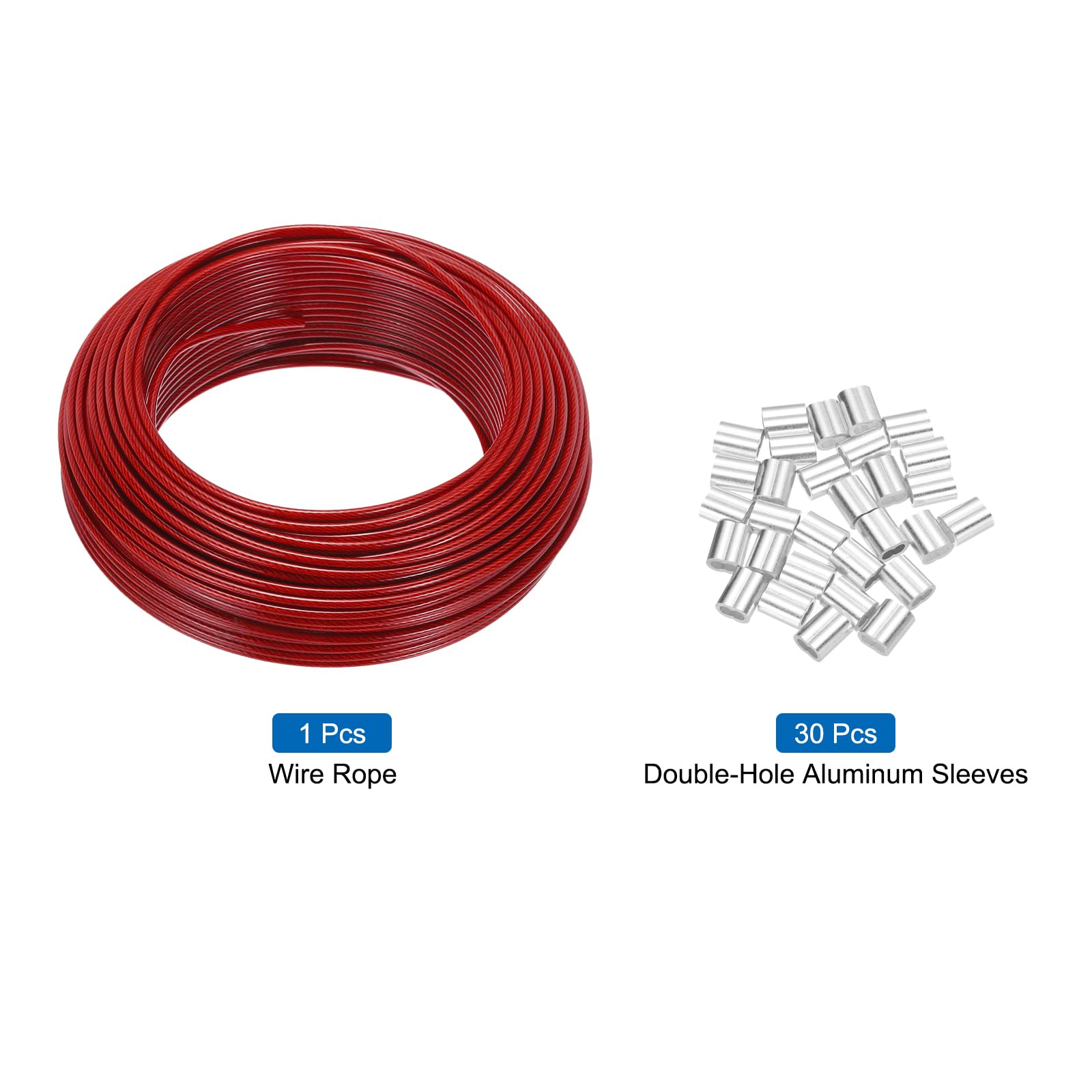 QUARKZMAN 30 Piezas 164 Pies 50 Metros de Cable de Acero Inoxidable Rojo