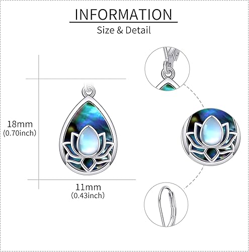 Miniatura 5 de Aretes de flor de loto 925 plata de ley 925 con diseño de loto azul, aretes colgantes con cierre de palanca, regalo de joyería para mujer