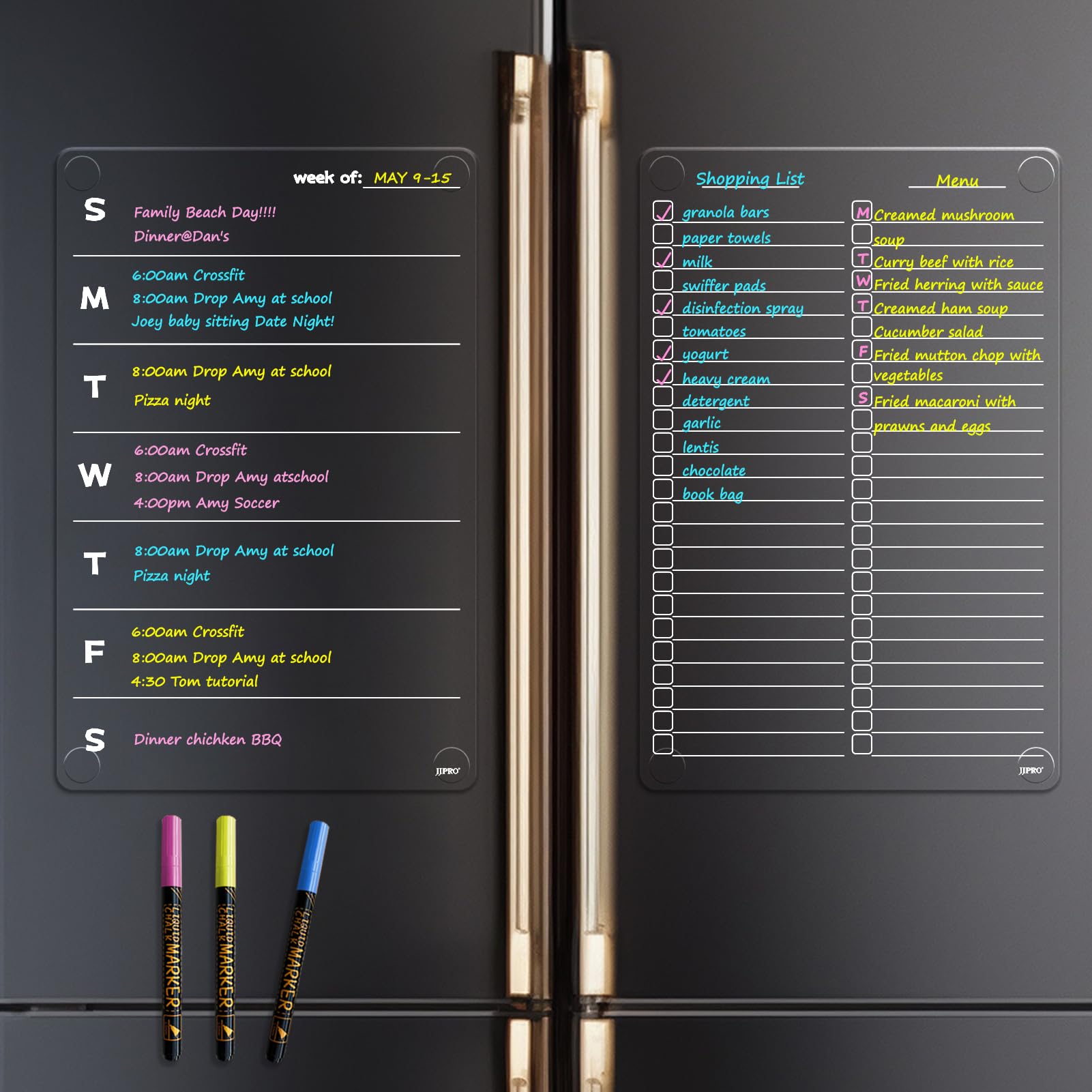 JJPRO Non-Magnetic Clear Weekly Planner & to Do List for Fridge, 8.5"x13" Dry Erase to Do List WhiteBoard,Reuasble Weekly Calendar for Refrigerator,